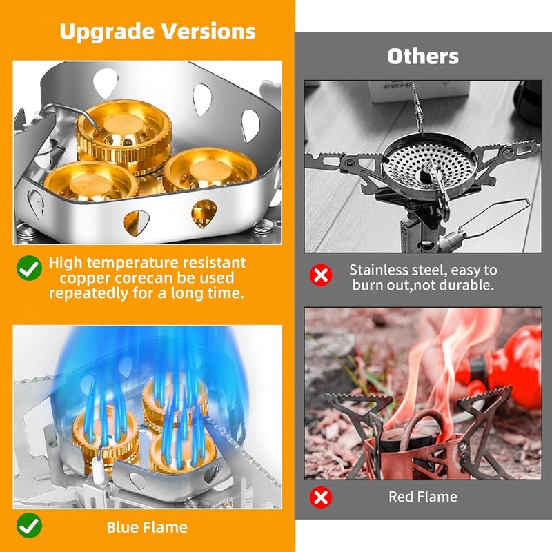 Facitsolvit 9900W Windproof Camping Gas Stove, Portable Camping Stove with Piezo Ignition, 1LB Propane Tank Adapter, Butane Adapter for Outdoor Cooking, Picnic, Camping and Hiking - Image 4
